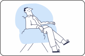 Animated person relaxing in a chair